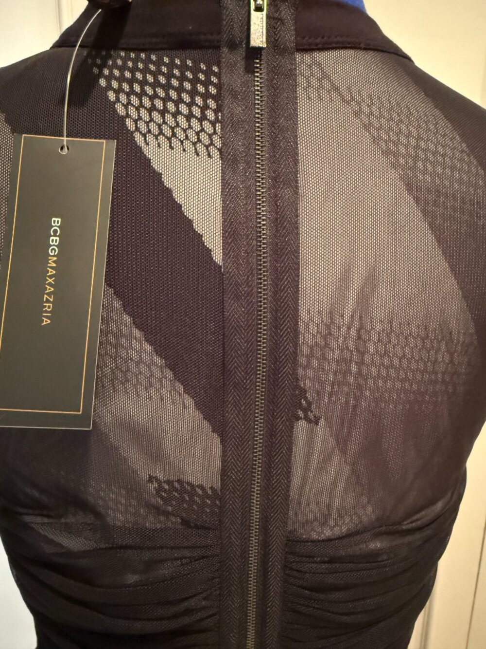 BCBGMAXAZRIA Bodycon Dress with Mesh Overlay, Size M, NWT - Picture 5 of 6